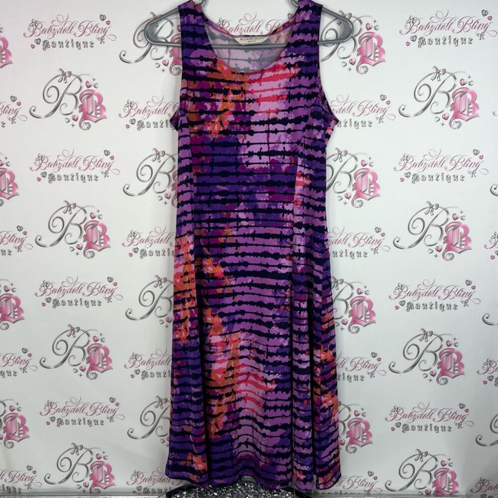 Allison Daley dress tie dye striped multicolor Purple Pink Tie-Dye Midi Dress